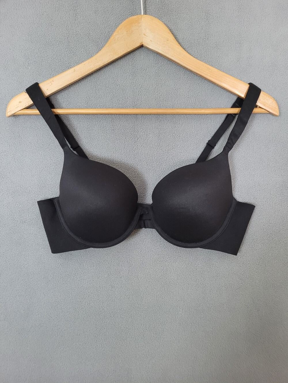 36B AUDEN Womens Black Plunge Lined Underwire Back Closure Lift Demi Bra